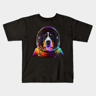 Bernese Mountain Dog Astronaut in Outer Space Funny Cosmic Explorer Kids T-Shirt